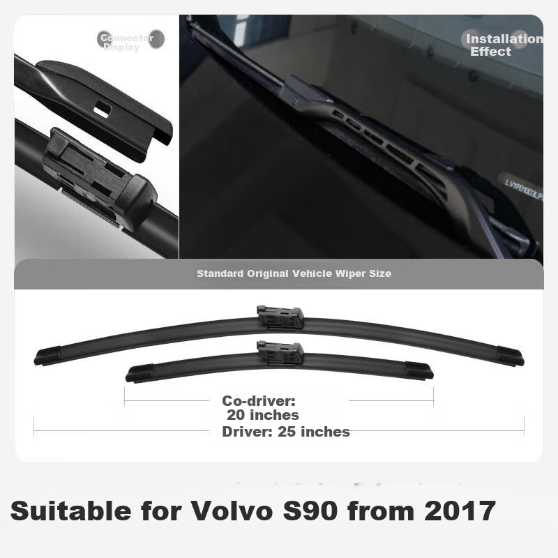 Paisu 2017-2026 Volvo S90 Windshield Wiper, Boneless Wiper Blade Rubber Strip, Original Factory Car Part for 2021 2022 2024 Models