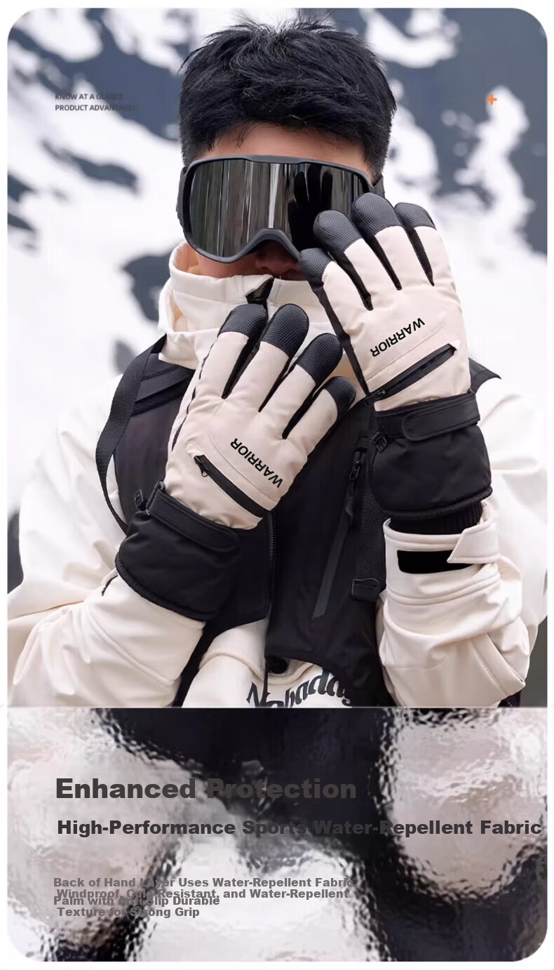 Huili Ski Gloves for Men And Women, Winter Fleece-Lined Thick Warm Windproof Water-Resistant Touchscreen Electric Bike Storage Gloves 4