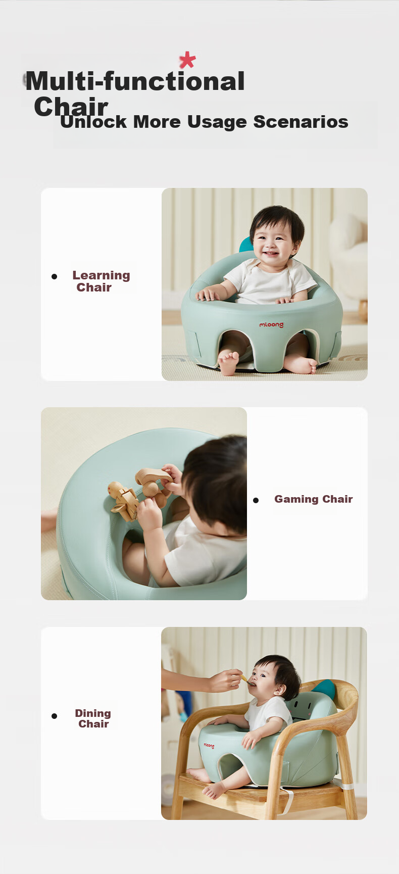 Manlong Infant High Chair Baby Home Children's Dining Chair Multifunctional Seat Dining Table Chair Kids Growth Chair 12