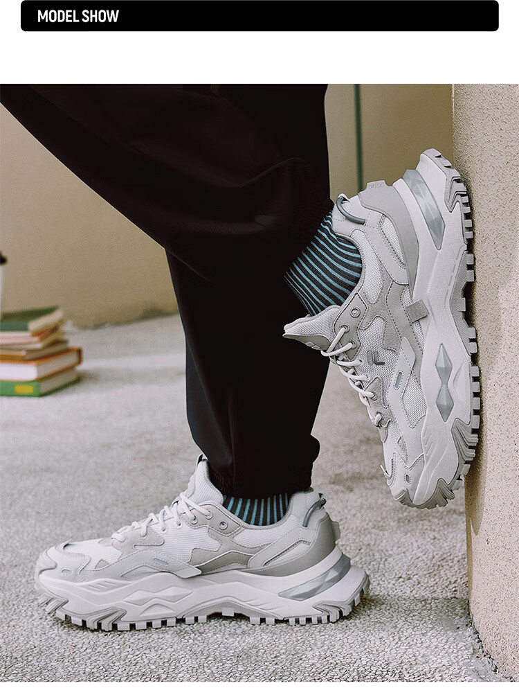 FILAFUSION Fila Trendy Brand [Zhang Hao Same Style] Hard Candy Men's Shoes Black Warrior Thick-soled Height-increasing Dad Sneakers Sports Shoes 7