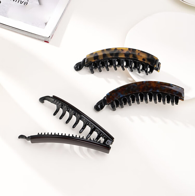 Li Qing Leopard Print Banana Hair Clip [Coffee] Twisted Vertical Clip for Back of Head High Ponytail Hair Claw Gift for Girlfriend Holiday Present 10