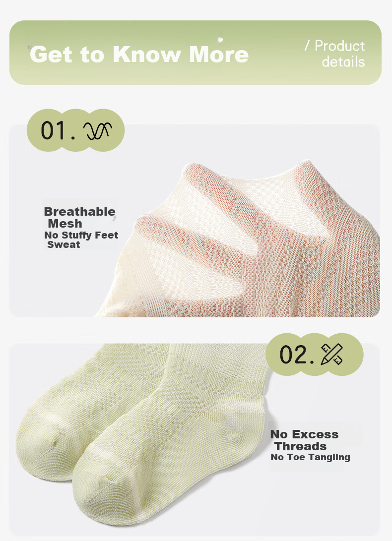 Shiyuejiejing Baby Socks, Summer Mesh Long Thin Style, for Boys And Girls, Mosquito-Proof, Over-Knee, Non-Binding, Children's Air Conditioning Socks 14