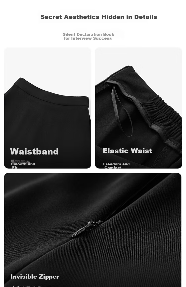 Bodexiaojie Black A-Line Long Skirt for Women, Formal Umbrella Skirt, Professional Petite Commuter Skirt, Interview Skirt, Suit Skirt 12