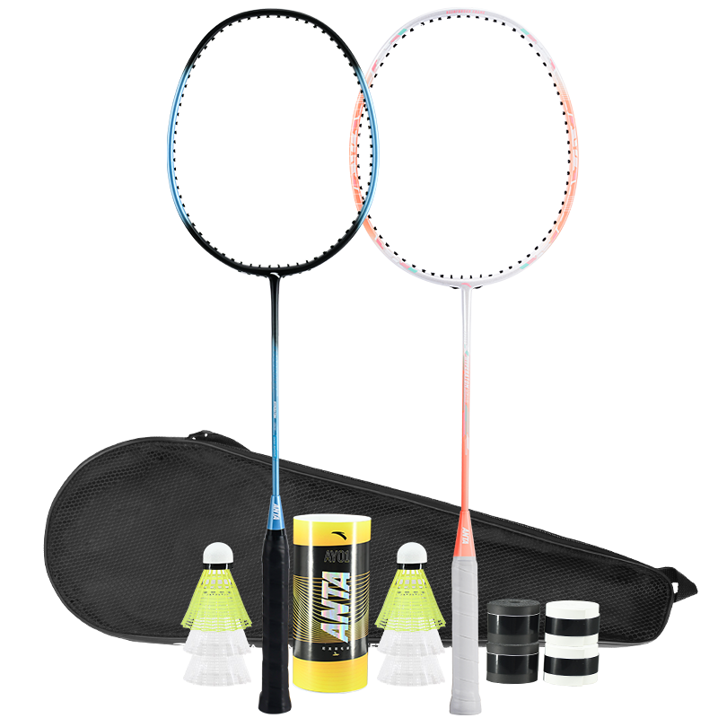 ANTA Professional Carbon Ultra-Light Durable Badminton Racket Set Blue 638-1 / Pink 637-1