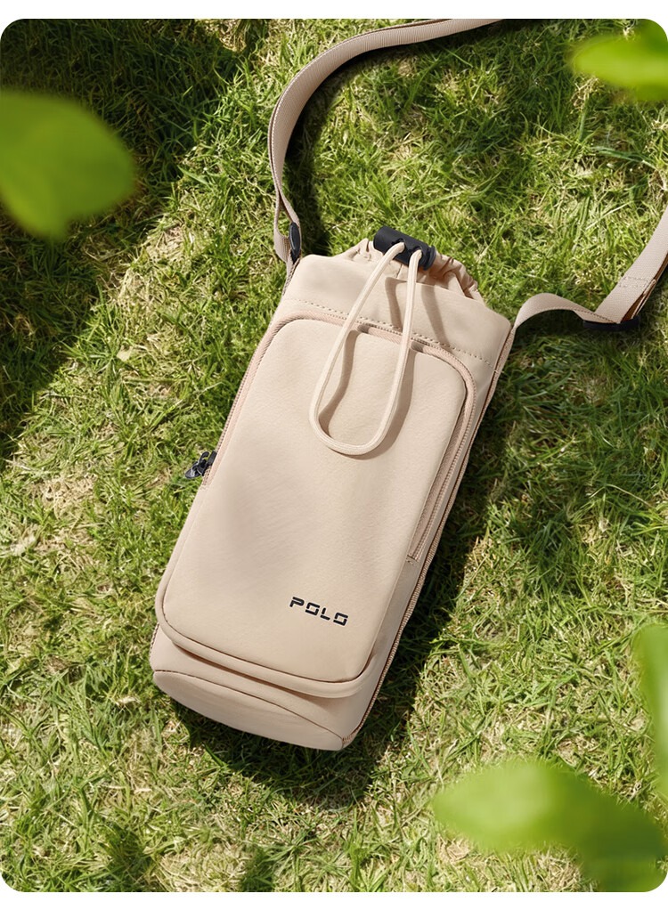 POLO Women's Drawstring Shoulder Bag Large Capacity Phone Bag Sports Crossbody Bag with Water Bottle Holder Wide Opening Sling Bag 16