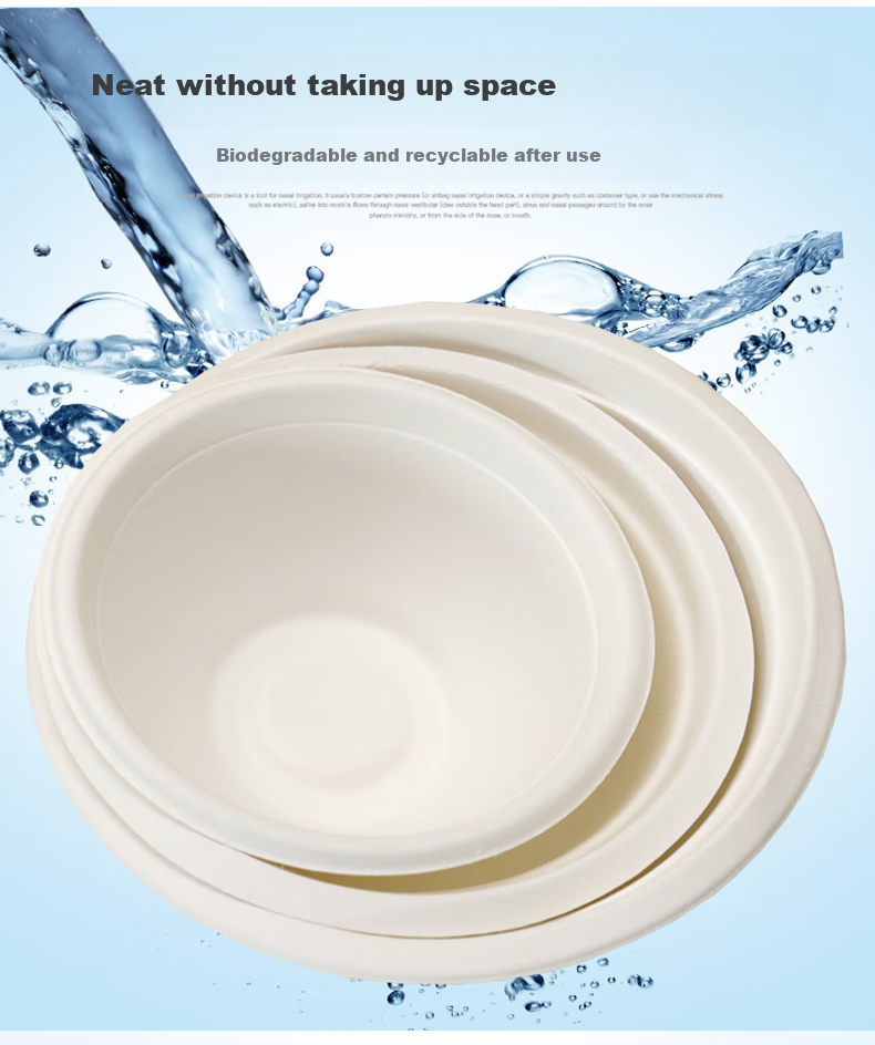 Jiamo Disposable Bowls, Biodegradable Tableware, Food-Grade Barbecue Camping Sugarcane Pulp Paper Soup Bowls, Commercial Ramen Lunch Boxes 3