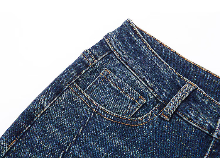 Demana [Fleece Lined Version] Winter Hand-Washed Warm Cloud Cotton Flared Slim Stitching Washed Women's Jeans 13
