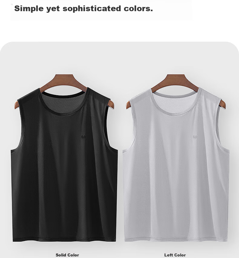 Hengyuanxiang Large Size Ice Silk Men's Tank Top, 10A Antibacterial Mesh, Autumn Wide Shoulder Sleeveless Undershirt, Breathable Quick-Dry Sports T-Shirt 17
