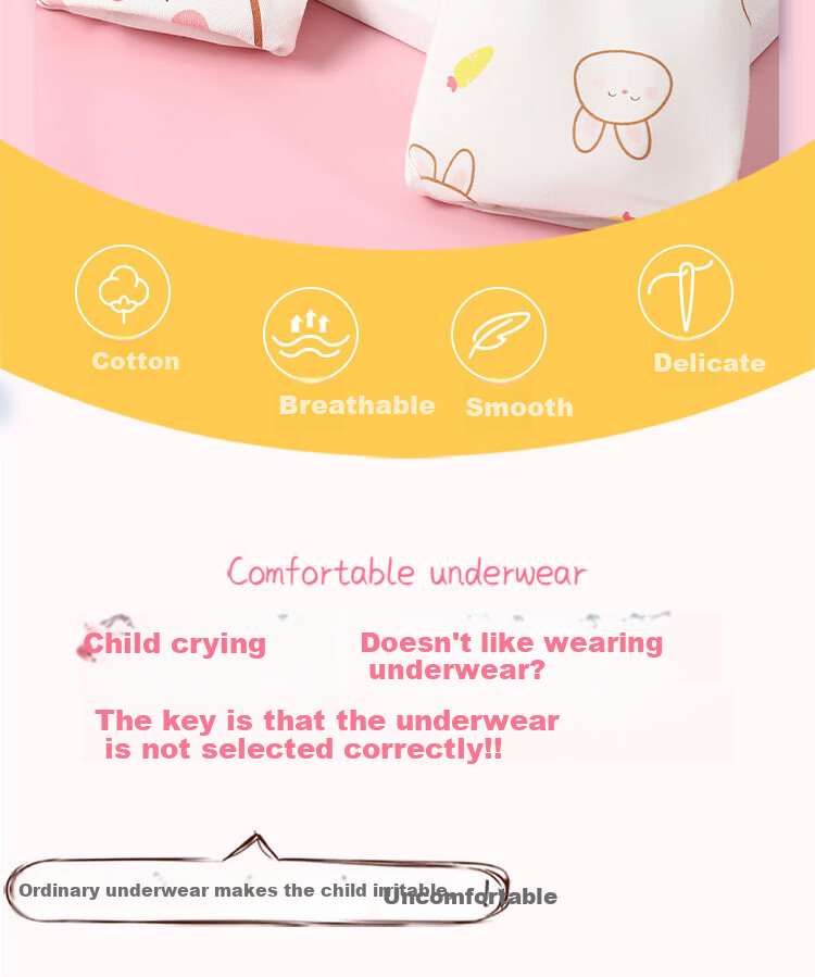 Bingxuemumian Girls' Underwear, Class A Cotton Antibacterial Triangle Panties, Cute Cartoon Design for Young And Older Girls, Comfortable Fit without Wedgies 2