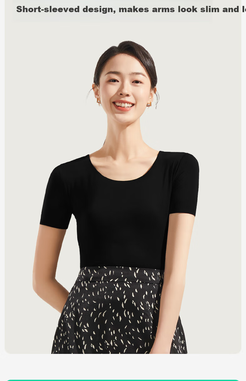 Jianyun Seamless Modal Short-Sleeve T-Shirt for Women, Solid Color Undershirt, Basic Base Layer Top, Thin Underwear for Summer 7