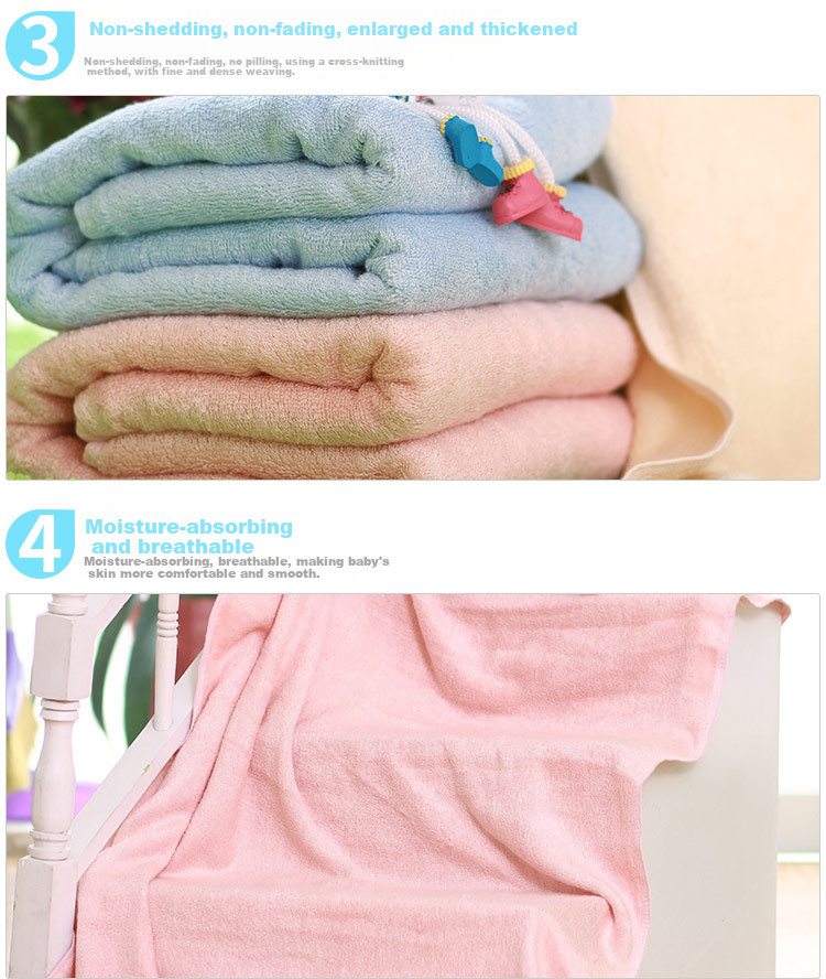 Xiqinbao Children's Bath Towel, Coral Fleece Baby Bath Robe, Hooded Bath Towel with Ears, Pink, 140*70cm 5