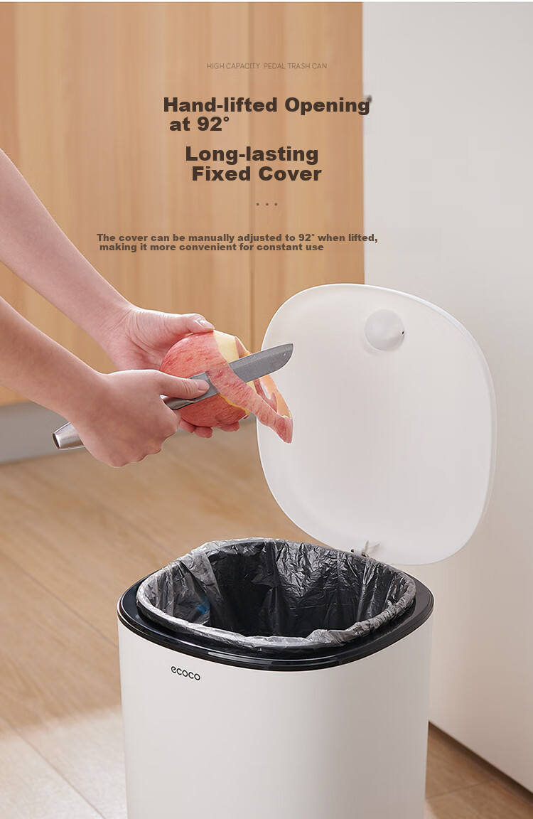 Ecoco Trash Can, 12L Capacity, Home Use, Automatic Bagging, for Bathroom, Living Room, Bedroom, Kitchen, Garbage Bin, E24211 Yellow 14