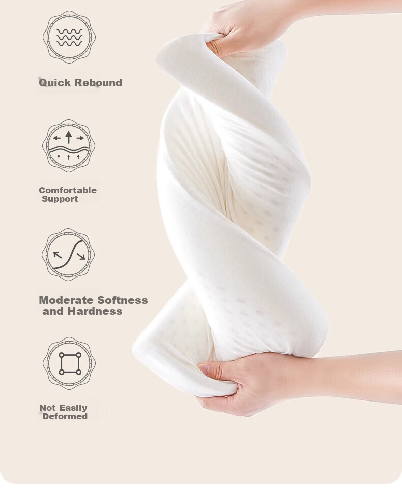 Beitaisi Children's Pillow Natural Latex Pillow for Ages 1-6 Baby Comfort Pillow Breathable Shaping Neck Support Pillow 50*30*3/5cm 22