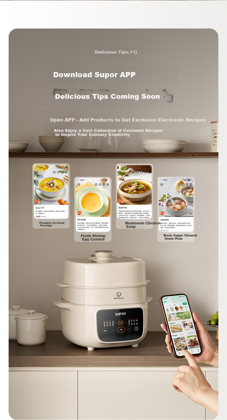 SUPOR Electric Stew Pot, Double Boiler Soup Pot, Bird's Nest Stew Pot, Baby Porridge Cooker, Electric Stew Pot 4.5L for Home Use, Steaming And Stewing, Micro-Pressure Electric Stew Pot DZ25YC891 13