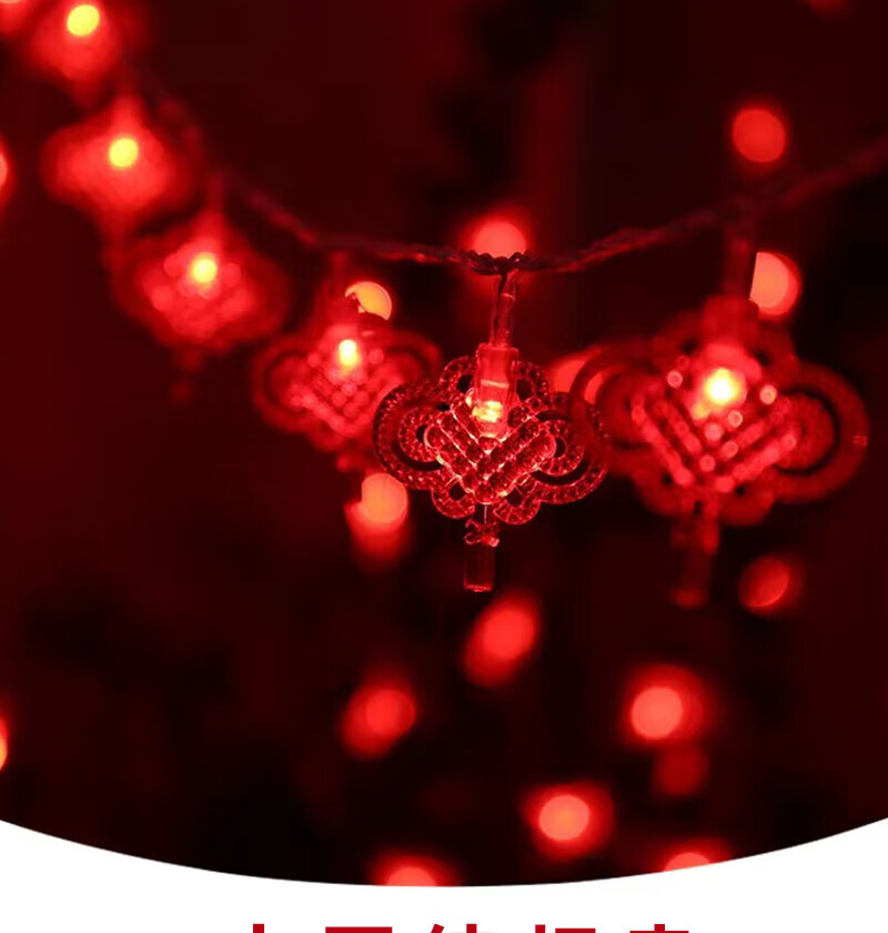 Eiperfic LED New Year Chinese Knot Mini String Lights Ambient Lights Festival Decoration Red Chinese Knot Light String 10m Plug-in EF-ZGJ-AC10 6