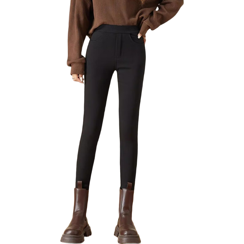 LangSha Women's High-Waist Slim Fit Pencil Pants Black Magic Leggings Spring Autumn
