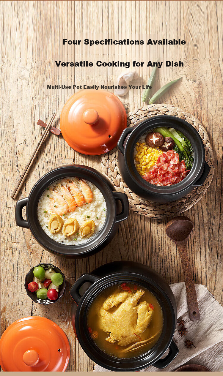 JD Original Casserole Pot for Soup, Home Use Stew Pot Compatible with Gas And Open Flame Stoves, Seafood Braising Casserole 2.1L*1 1