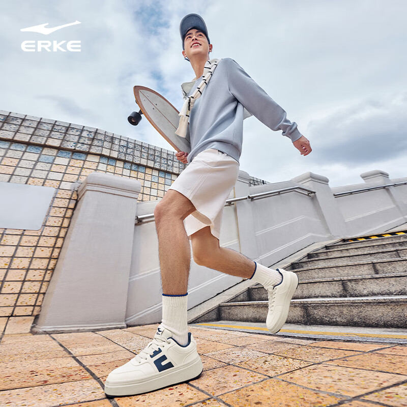 ERKE Men's Sneakers 2026 New Thick-Soled White Casual Lightweight Breathable Sports Shoes Breeze