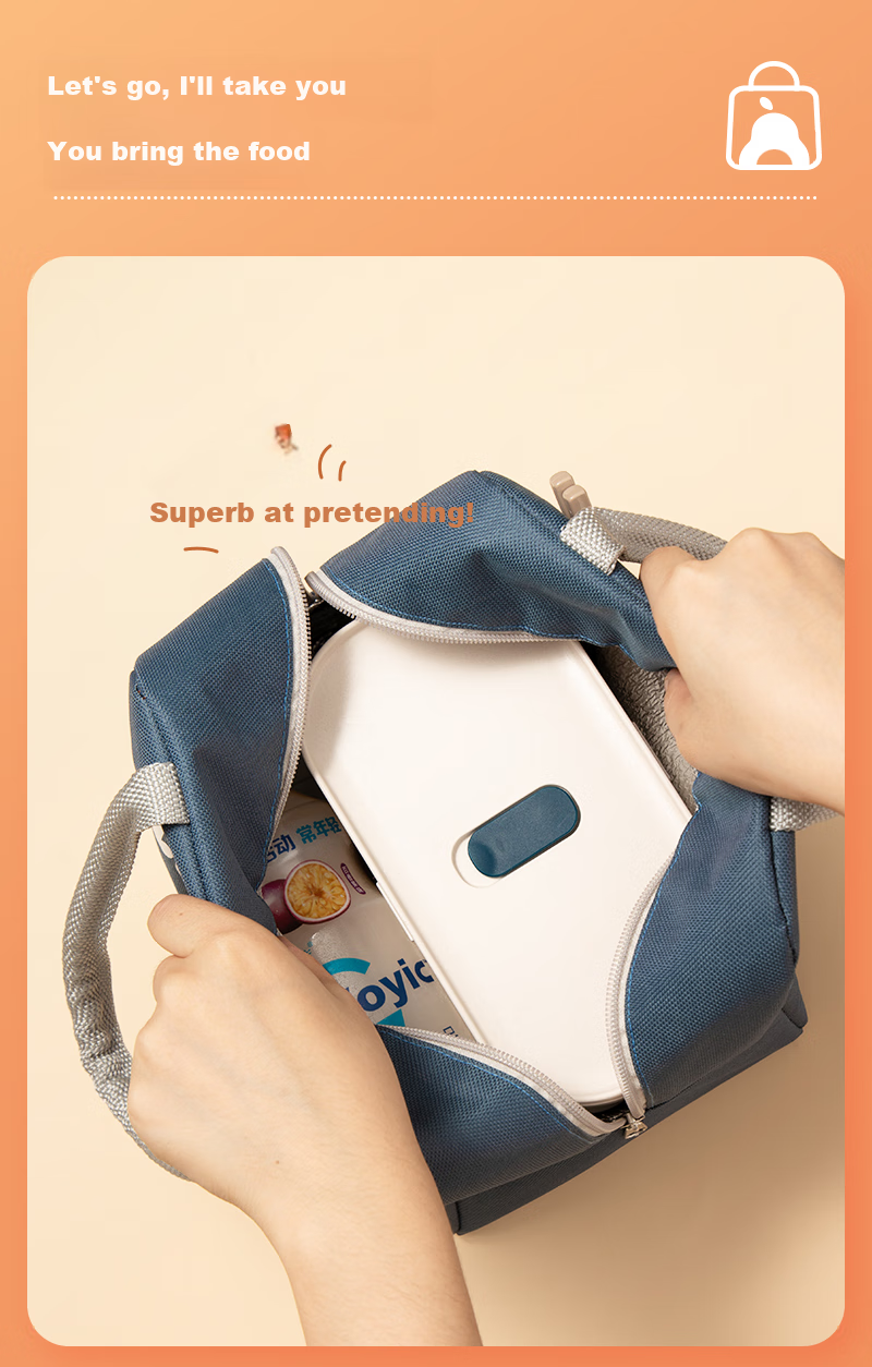 Banzheni Insulated Lunch Box Bag, Large Capacity Portable Bento Box, Office Worker Handheld Aluminum Foil Durable Canvas Large Size for Elementary School Students 10