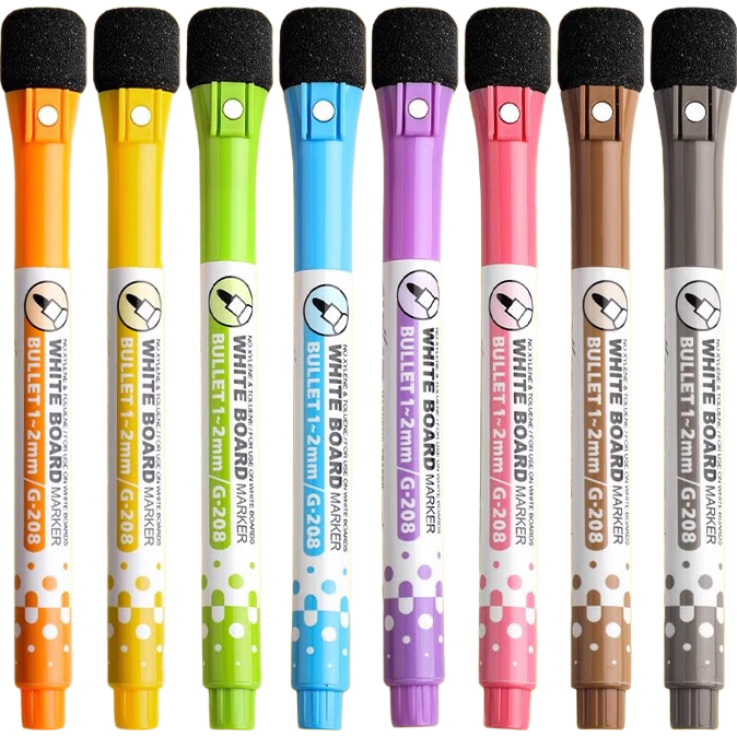 Licao Non-Toxic Erasable Whiteboard Markers for Kids Magnetic Colorful Whiteboard Markers Easy Erase Blackboard Markers Watercolor Erasable Markers with Magnetic Eraser Tips, 8 Colors Set