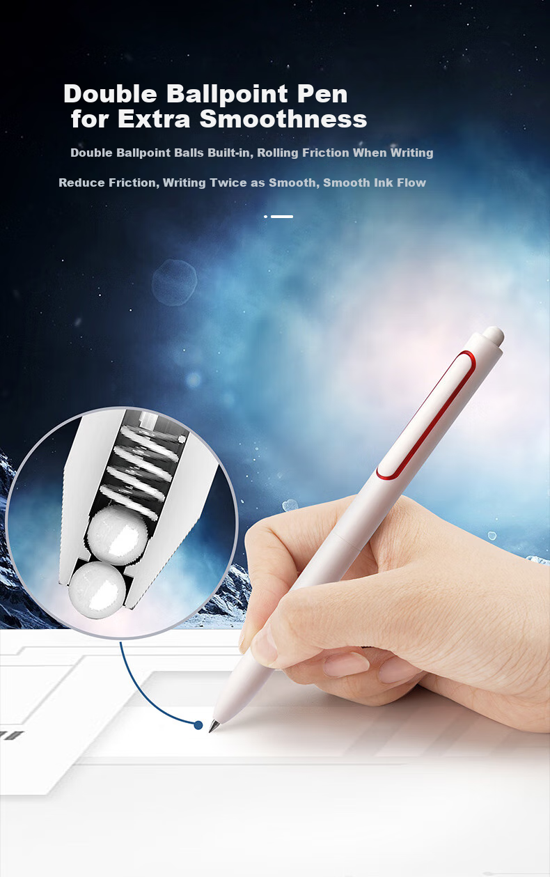 Dianshi Space Station Aurora Dual-Ball Retractable Gel Pen, Quick-Drying Black Ink, 0.5mm, for Students' Homework And Practice, Stylish Design, Back-To Season 0152 [Matte Series], Pack of 3 6