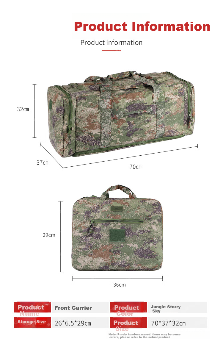 Xinbirui New Camouflage Front Carry Bag, Portable Foldable Scratch-Resistant Wear-Resistant Expandable Large Capacity Bedding Bag Jungle Starry Sky 1