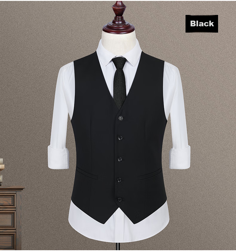 ROMON Suit Vest for Men, Slim Fit Business Professional Work Attire, Wedding Groom Waistcoat Vest, Men's Suit Jacket 15