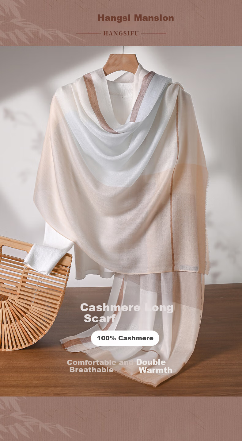 Hangsifu Pure Cashmere Scarf, Large Size Shawl, Outer Wrap Neck Scarf, Practical Gift for Mom on Holidays, Birthdays, And Mid-Autumn Festival 23