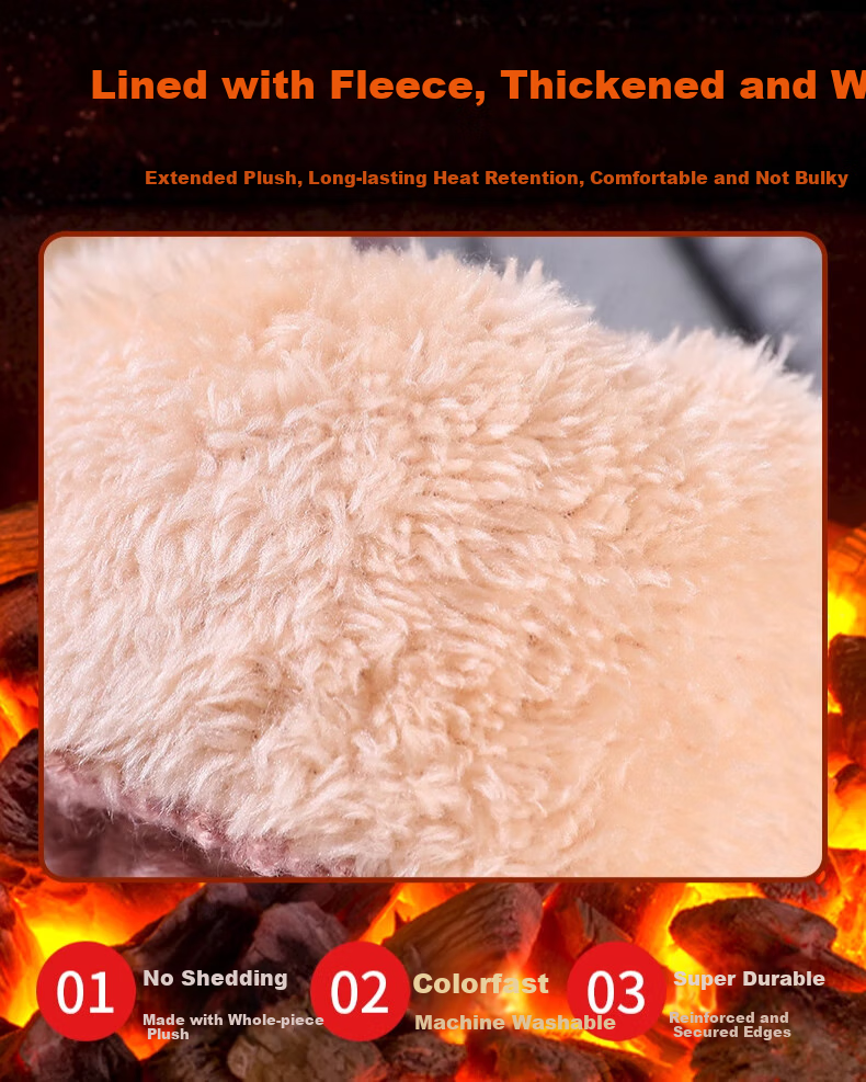 Huili Wool Gloves for Men And Women, Winter Thickened Fleece Warm Anti-Cold Touchscreen Outdoor Cycling Non-Slip Windproof Knitted Gloves 5