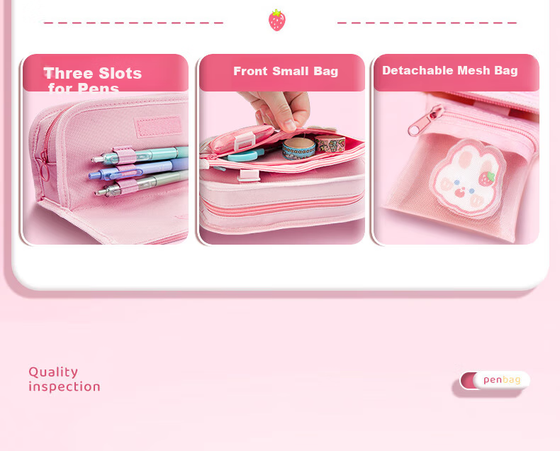 Licao Pencil Case for Elementary School Students, Girls' Stationery Box, Large Capacity Canvas Multi-Layer Pencil Pouch, High-Quality First Grade And Middle School Birthday Gift - Panda Style 6