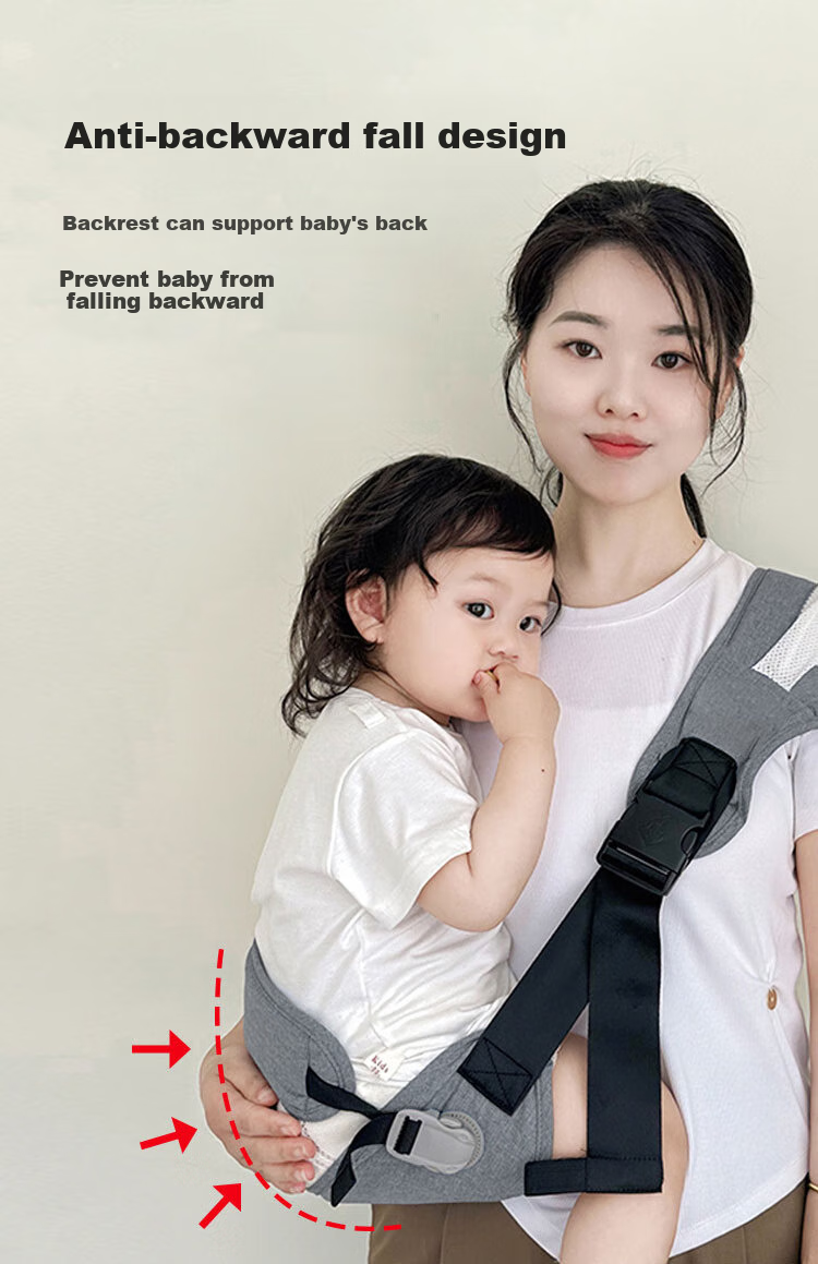 Aibaoshi Baby Carrier Front-Facing Design, Hands-Free Baby-Carrying Aid, Crossbody Strap Waist Stool, Upgraded Waist Protection, Energetic Gray M353 1
