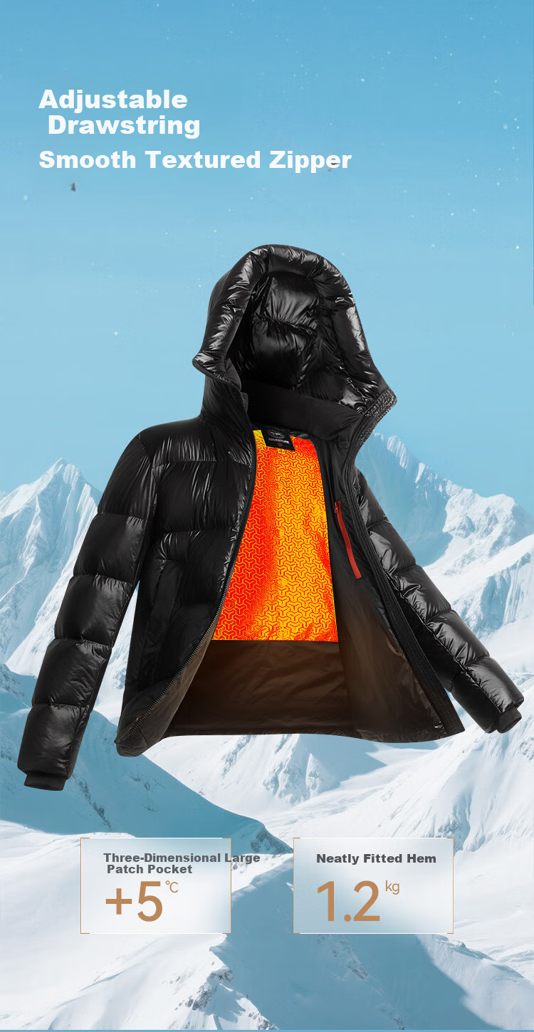 JD Original [Black Gold Imported White Goose down] Short Goose down Jacket for Men And Women, Winter Outerwear, Obsidian Black, 3XL 8