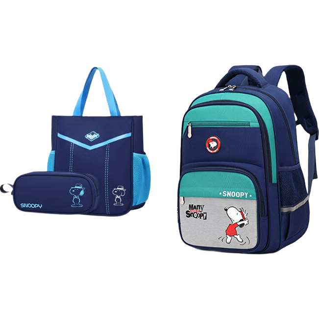 SNOOPY Spinal Protection Children's School Backpack for Girls Grades 1-3-6 Elementary Student Casual Small Green Boys Shoulder Bag