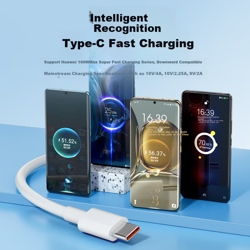 Кабель TAFIQ Type-C, 100 Вт, 6 А, для Huawei, Honor, OPPO, Xiaomi, 66 Вт, Android, 1.5 метра, белый, 2 шт.