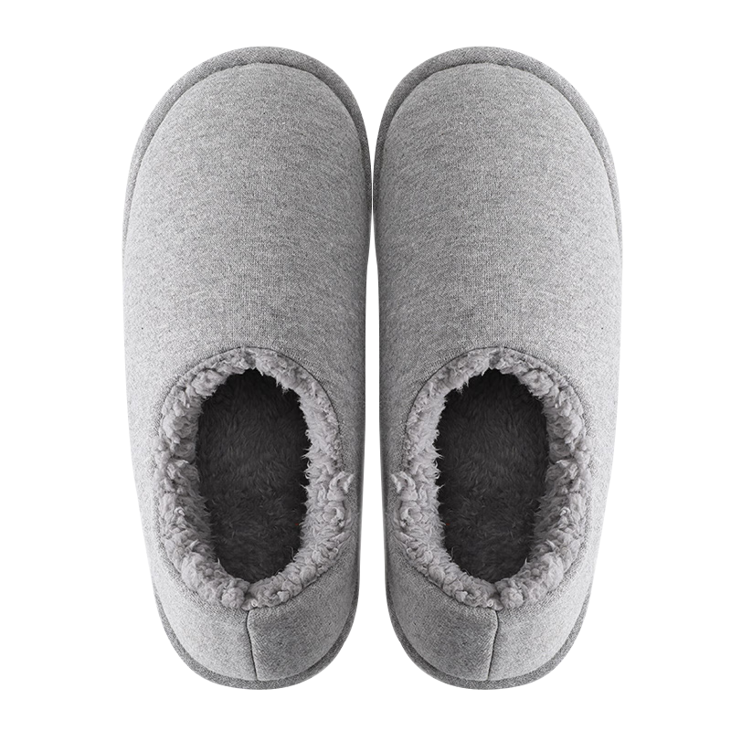 MONDOBELL Cotton Slippers Autumn Winter Indoor Home Closed-Back Warm Soft Plush Slippers Gray Size 44-45 MD2449