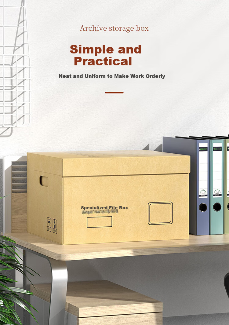 Jinlongxing File Box, Document Storage Box, 45*34.5*25cm, Thick Cardboard Box, Set of 5, Document Organizer Box, Financial Voucher Box, Specialized for Accountants, Office Storage, Book Paper Box 3