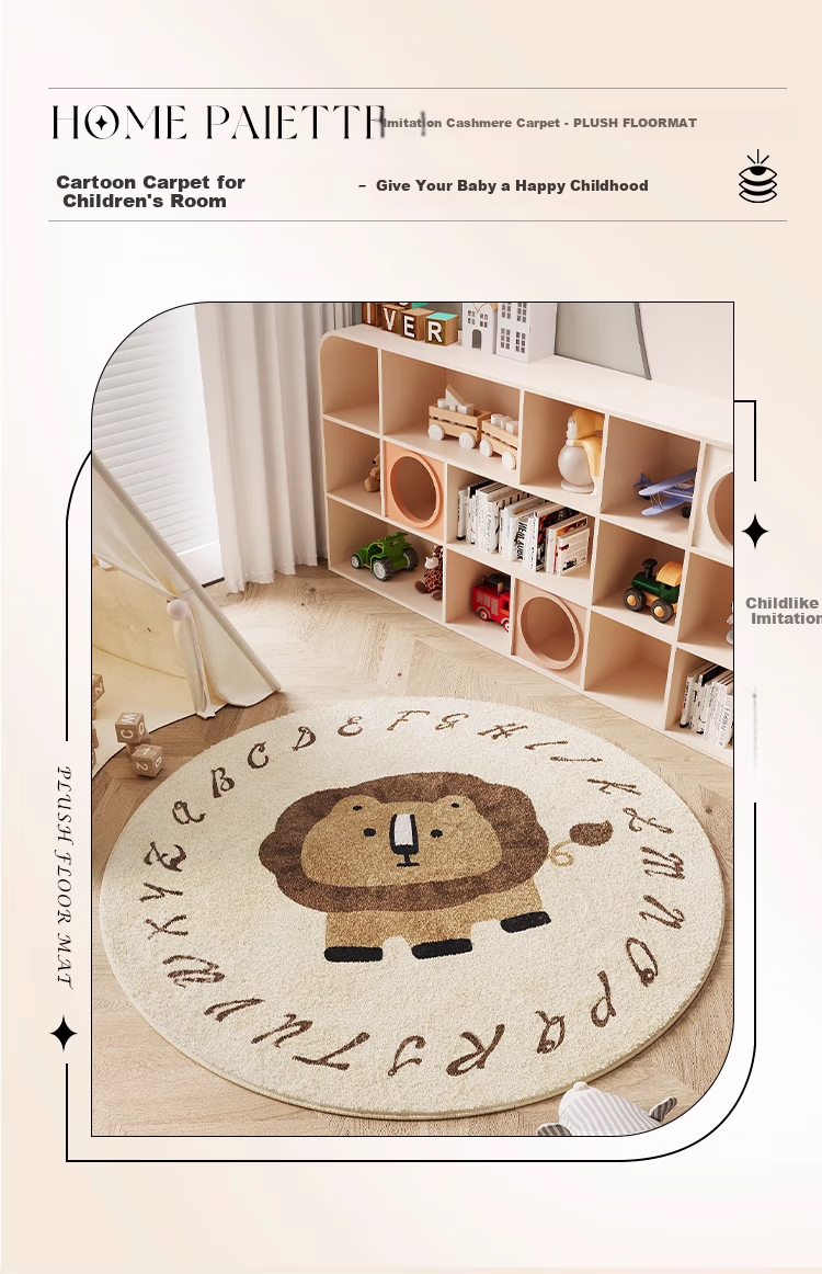 Manshuo Children's Room Living Room Carpet, Bedroom Round Faux Wool Rug, Thickened Washable, Girl's Study, Diameter 80cm 1