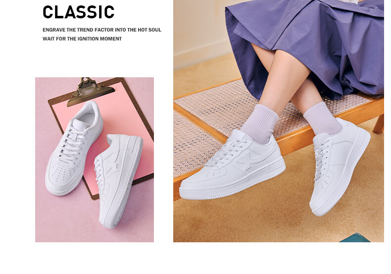 Xtep Couple Men's and Women's Casual Sneakers White Air Force One Spring Summer Breathable Durable Versatile Sports Shoes 8