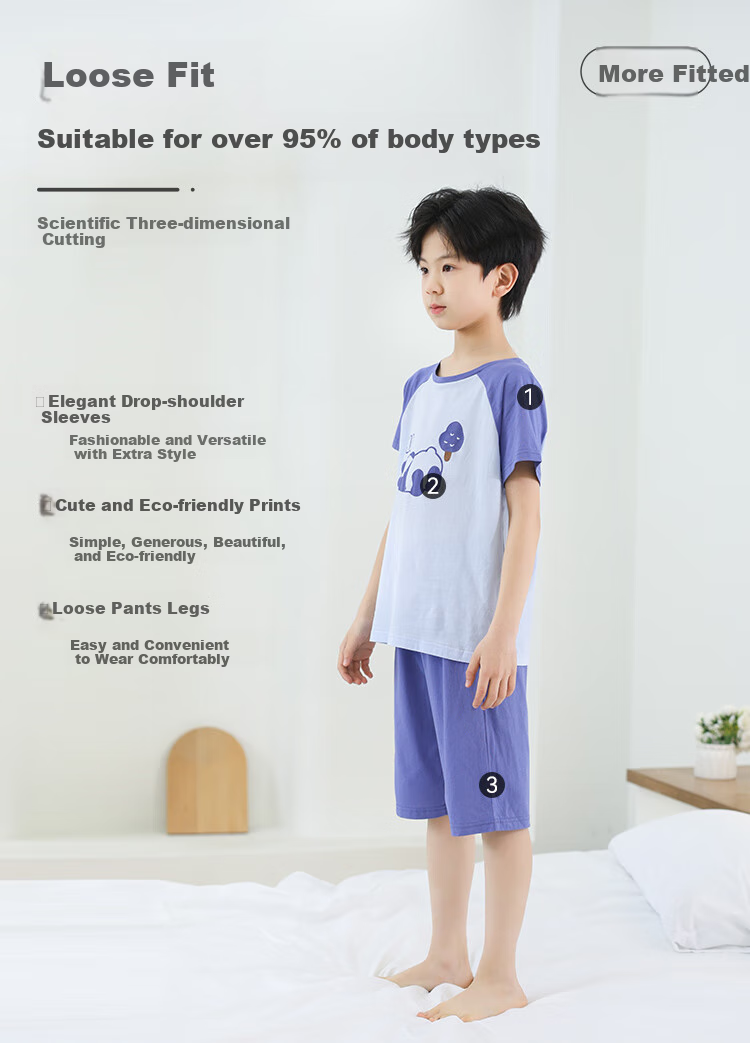 Hodo Children's Pajamas, Pure Cotton Short-Sleeve Shorts, Home Wear Set, Boys And Girls Baby Air Conditioning Clothes J3337 165 8