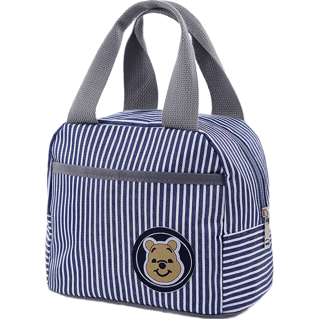 BWNK Insulated Lunch Box Bag, Handheld Bento Meal Carrier, New Thickened Aluminum Foil, Small Size Upgraded Version, Blue Insulated Model