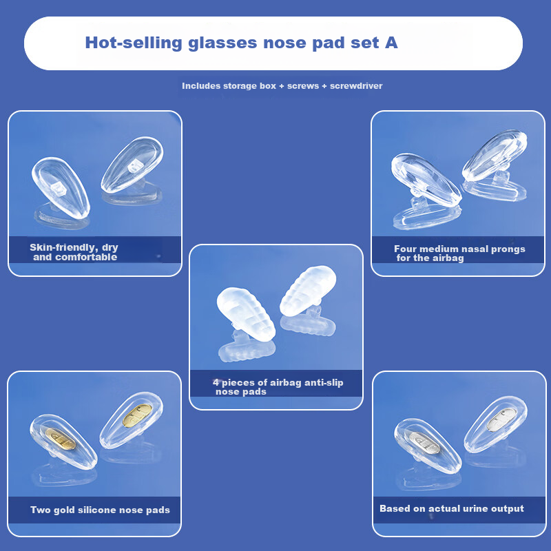Ouna Doctor Glasses Nose Pads, Silicone Anti-Slip Nose Pads Air Cushion Glasses Accessories Screwdriver Set A