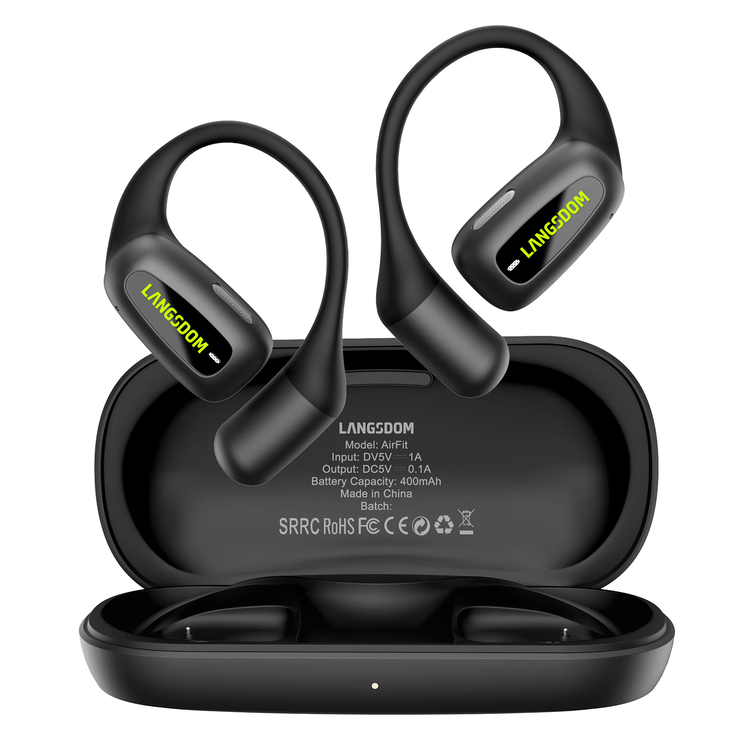 Lanshidun AirFit Bluetooth Earphones, Over-Ear Bone Conduction Concept, Open-Concept Non-In Noise-Cancelling Sports Cycling Waterproof Running Headphones, Suitable for Apple Huawei, Starry Black