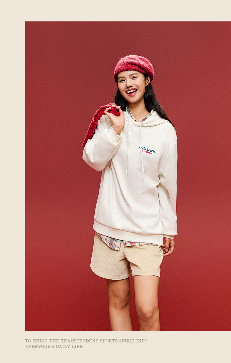 ANTA Good Things Happen New Year Fleece-Lined Hooded Pullover Sweatshirt Unisex Loose Fit Trendy Long Sleeve Top 8
