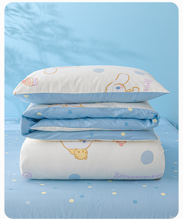 MINISO Sanrio 100% Cotton Four-Piece Bedding Set, All Cotton Bed Sheet and Duvet Cover for 1.5/1.8 Meter Bed 6