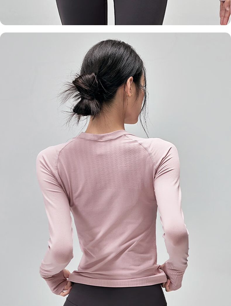 Xueqiman Quick-Dry Slim Fit Breathable Women's Yoga Top Pilates Training Fitness Long Sleeve T-Shirt Spring Autumn 11