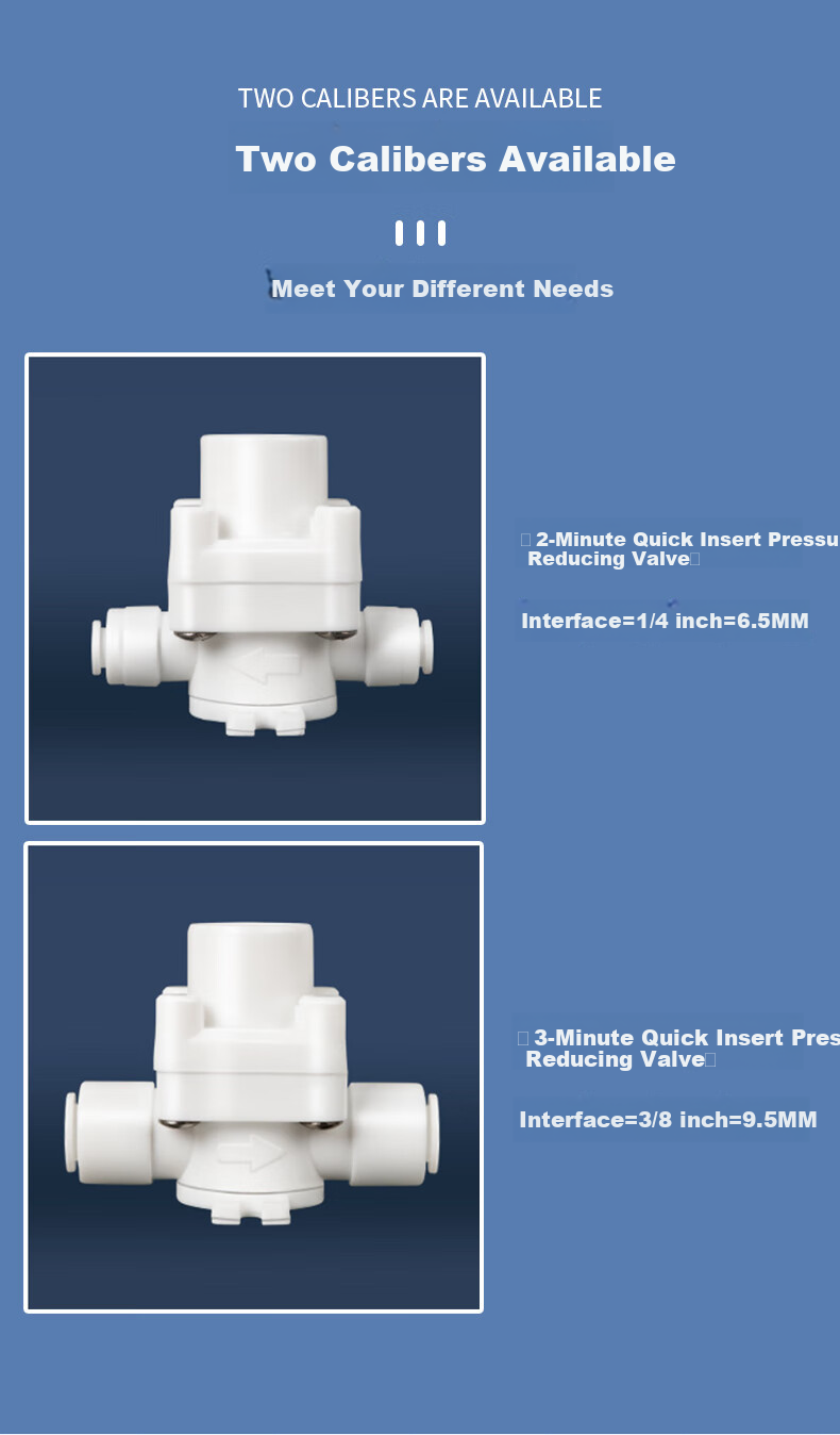 Jingwanhui Household Water Purifier Pressure Reducing Valve, 3/8 Inch PE Tube Pressure Regulator, RO Pure Water Machine Adjustable Pressure Anti-Water Hammer Quick Connector, W901 4