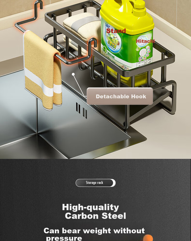 Century Zhenghe Kitchen Faucet Storage Rack Sink Draining Rack Multifunctional Cloth Storage Rack 12