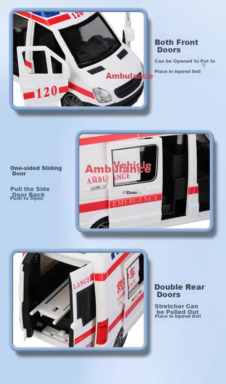 Beibeijia Birthday Gift Ambulance Large Realistic Five-Door Model Toy for Boys And Girls 6
