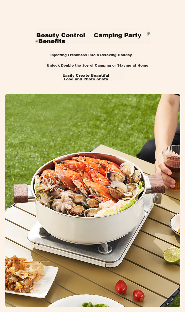 JD Original 304 Stainless Steel Thickened Base Large Capacity Soup Pot for Hot Pot, Suitable for Induction Cooker, Clear Soup Pot, 28CM White 5