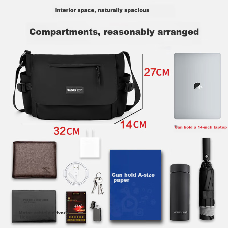 Huili Canvas Shoulder Bag for Men, 2025 New Style, Portable Large Capacity Commuter Casual Crossbody Bag for Me